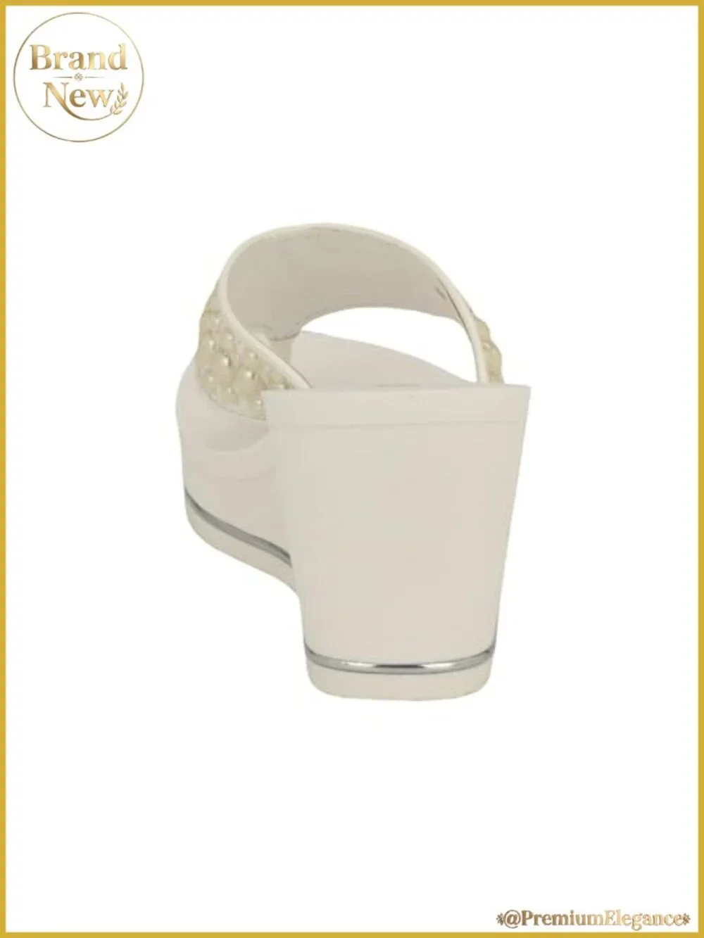 Pearl Strap Wedge Sandals Slip On 2.95 Inch Heel Platform